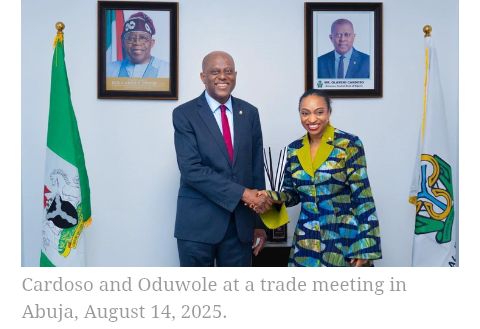Okonjo-Iweala meets CBN Gov Cardoso over trade matters in Abuja cardoso